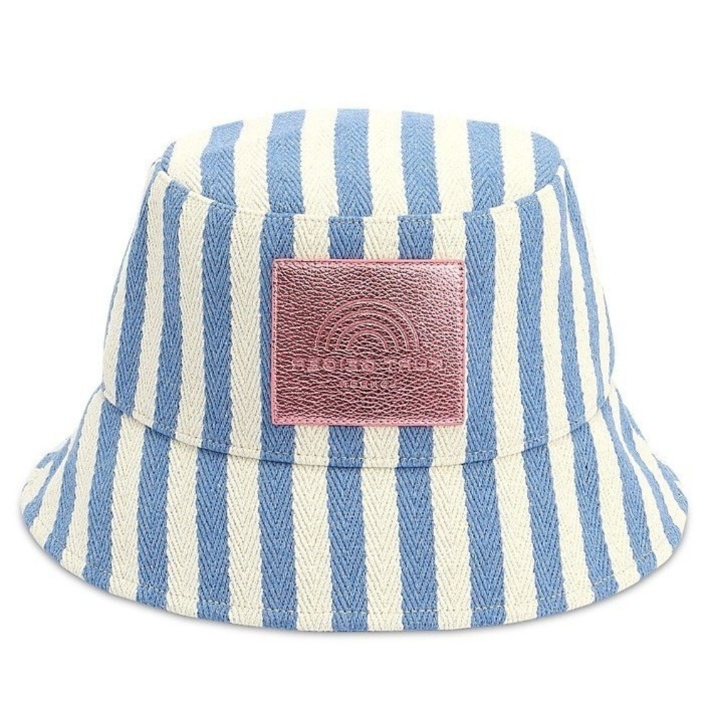 Kurt Geiger Womens London southbank Bucket Hat OS Periwinkle Blue Logo Patch NEW - Picture 1 of 10